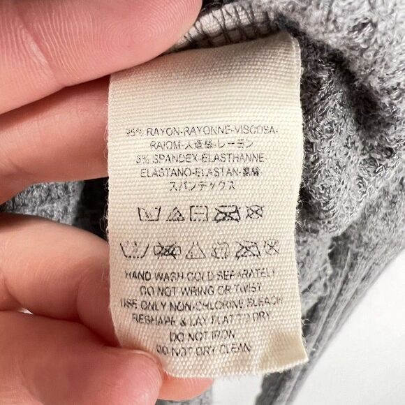 Free People Gray Ventura Raglan Waffle Knit Thermal Top Long Sleeve Size S - Picture 9 of 10